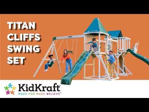 Titan Cliffs Swing Set I KidKraft Wooden Outdoor Swing Sets