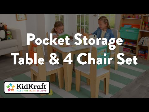 Pocket Storage Table and 4 Chair Set - Natural | KidKraft Wooden Furniture