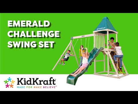 Emerald Challenge Swing Set I KidKraft Wooden Outdoor Swing Sets